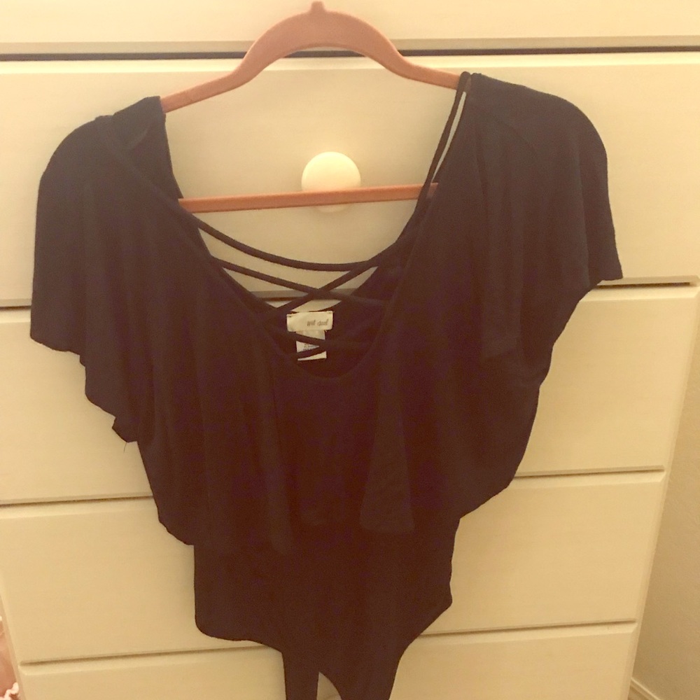 Black open cut bodysuit